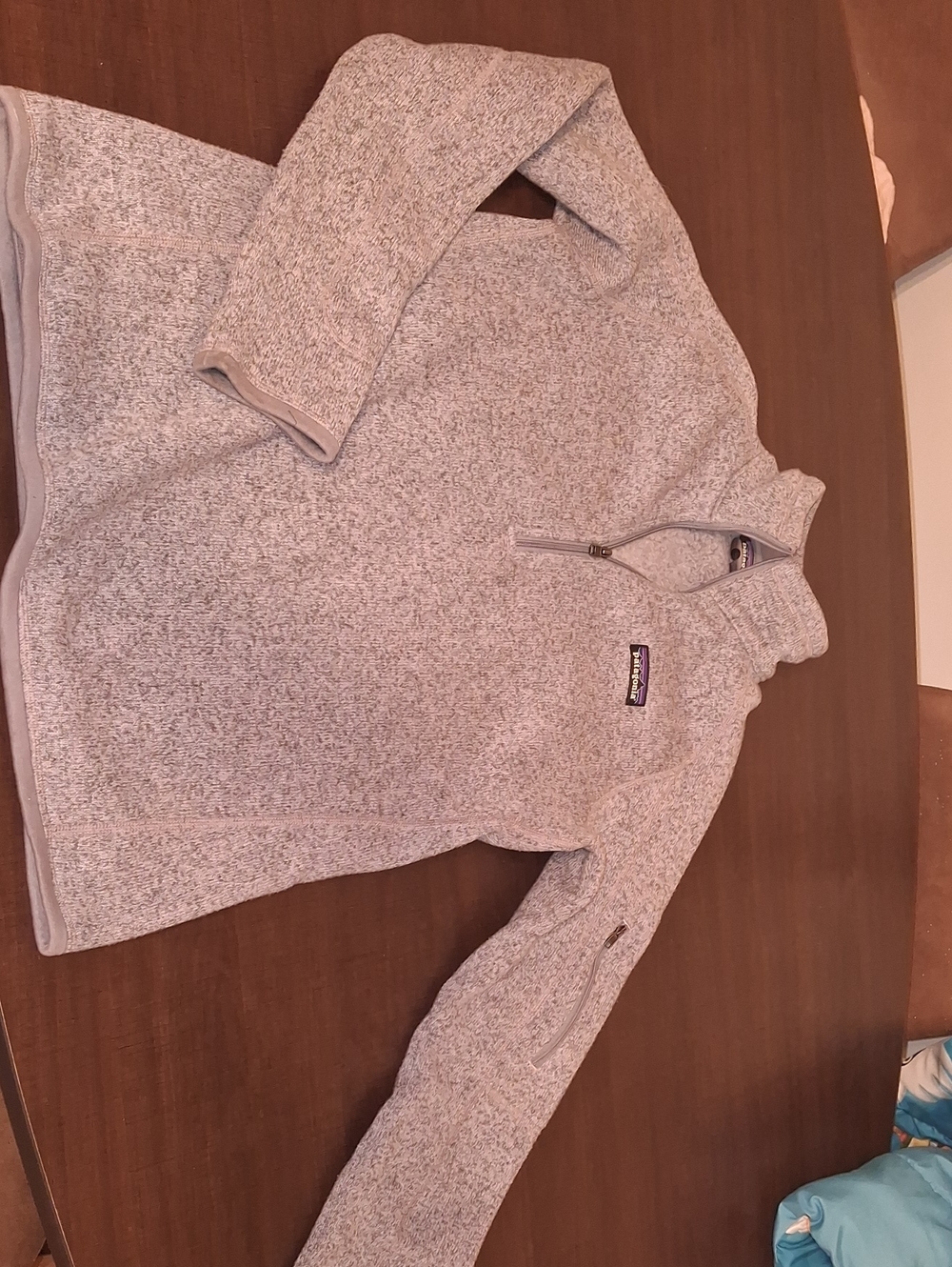 Patagonia Light Gray Heathered Quarter-Zip Fleece Pullover